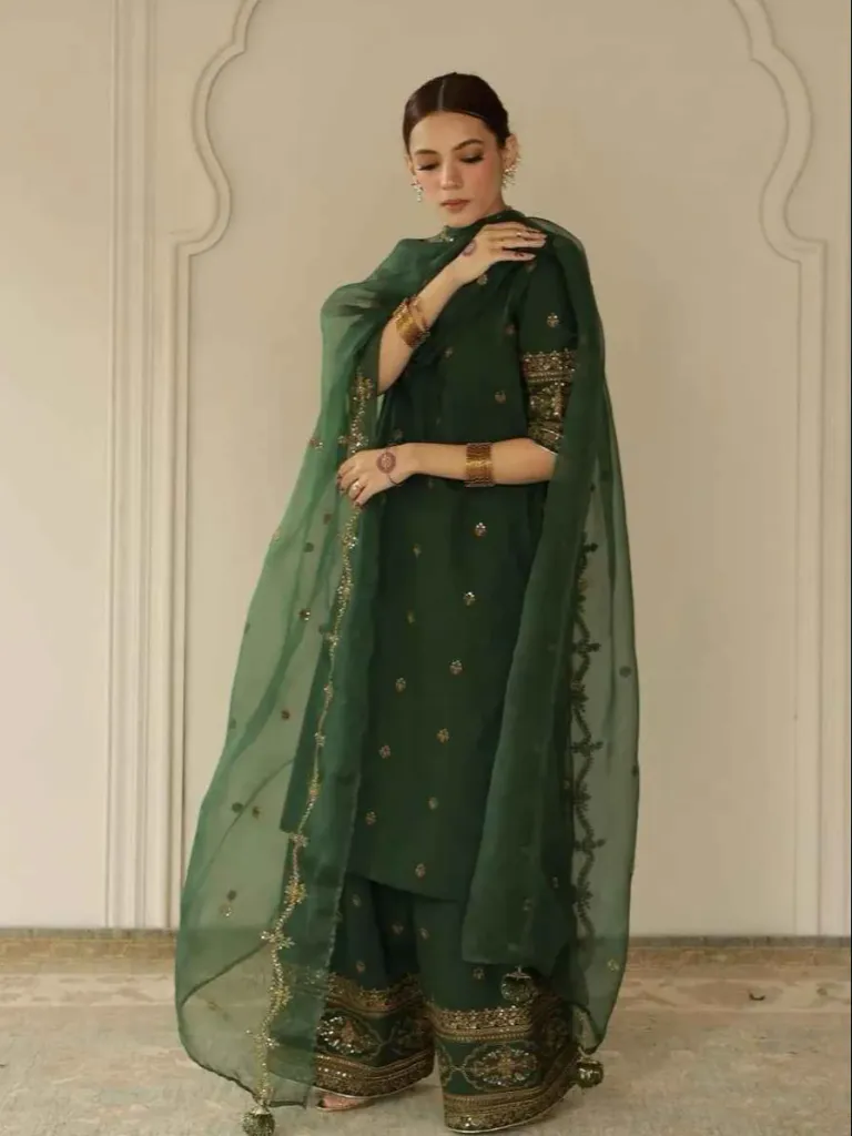 Bottle Green Raw Silk