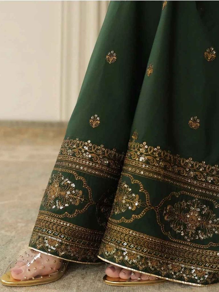 Bottle Green Raw Silk